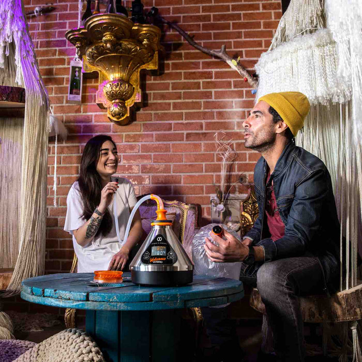 volcano hybrid silver people sitting laughing